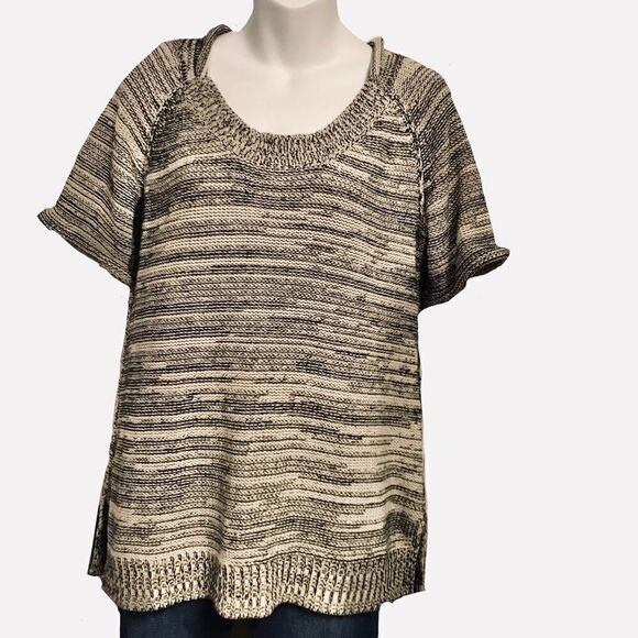 CAbi Style 973 Marled Short Sleeve Neutral Sweater Tunic Gray Medium - Picture 6 of 16